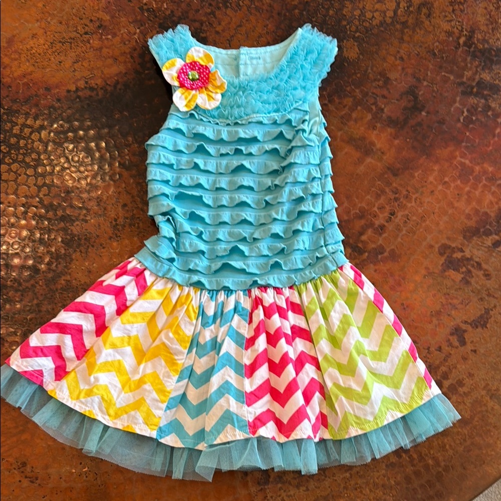 Rare Editions Chevron Kids Dress Size 4